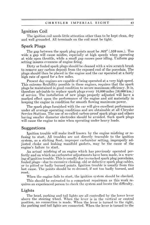 1930 Chrysler Imperial 8 Owners Manual Page 29
